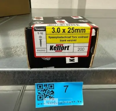 Kelfort spaanplaatschroef 3x25 torx - voldraad 10x 200st – kavel bij Belga Veilingen, Bree