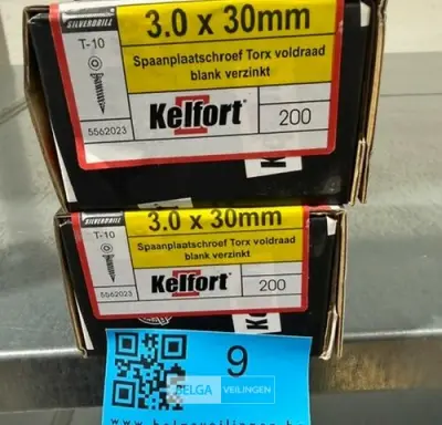 Kelfort spaanplaatschroef 3x30 torx - voldraad 2x 200st – kavel bij Belga Veilingen, Bree
