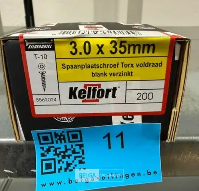 Kelfort spaanplaatschroef 3x35 torx - voldraad 200st – kavel bij Belga Veilingen, Bree