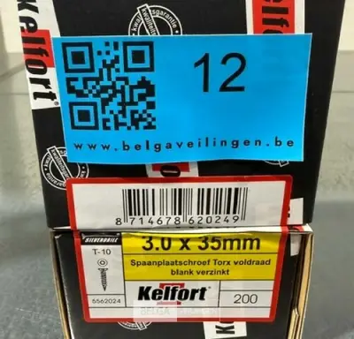 Kelfort spaanplaatschroef 3x35 torx - voldraad 2x 200st – kavel bij Belga Veilingen, Bree