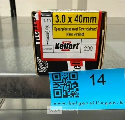 Kelfort spaanplaatschroef 3x40 torx - voldraad 200st – kavel bij Belga Veilingen, Bree