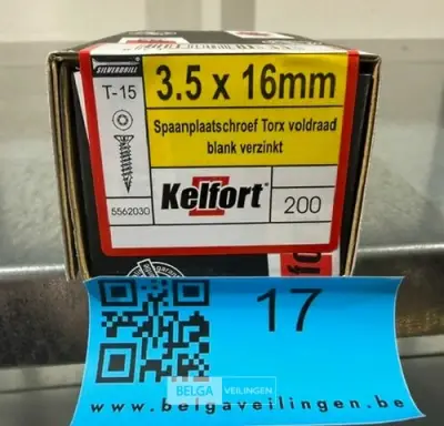 Kelfort spaanplaatschroef 3,5x16 torx - voldraad 200st – kavel bij Belga Veilingen, Bree