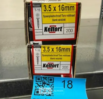 Kelfort spaanplaatschroef 3,5x16 torx - voldraad 2x 200st – kavel bij Belga Veilingen, Bree