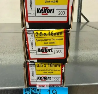 Kelfort spaanplaatschroef 3,5x16 torx - voldraad 3x 200st – kavel bij Belga Veilingen, Bree