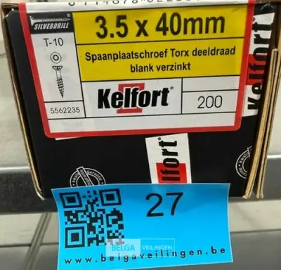 Kelfort spaanplaatschroef 3,5x40 torx - voldraad 200st – kavel bij Belga Veilingen, Bree
