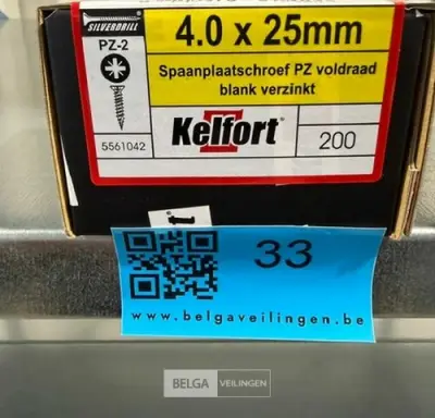 Kelfort spaanplaatschroef 4x25 PZ-2 - voldraad 200st – kavel bij Belga Veilingen, Bree