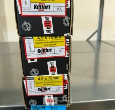Kelfort spaanplaatschroef 4,5x70 PZ-2 - deeldraad 3x 100st – kavel bij Belga Veilingen, Bree