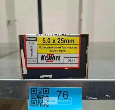Kelfort spaanplaatschroef 5x25 torx - voldraad 200st – kavel bij Belga Veilingen, Bree