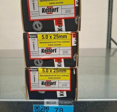 Kelfort spaanplaatschroef 5x25 torx - voldraad 3x 200st – kavel bij Belga Veilingen, Bree