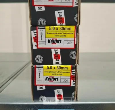 Kelfort spaanplaatschroef 5x30 torx - voldraad 3x 200st – kavel bij Belga Veilingen, Bree