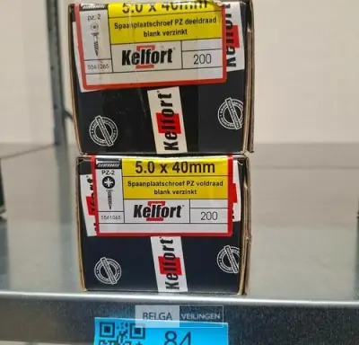 Kelfort spaanplaatschroef 5x40 PZ-2 - voldraad 2x 200st – kavel bij Belga Veilingen, Bree