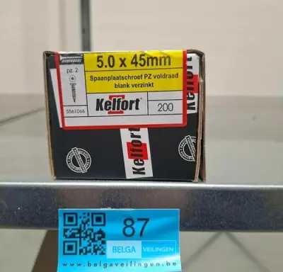 Kelfort spaanplaatschroef 5x45 PZ-2 - voldraad 200st – kavel bij Belga Veilingen, Bree