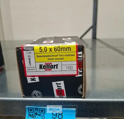 Kelfort spaanplaatschroef 5x60 torx - voldraad 10x 100st – kavel bij Belga Veilingen, Bree