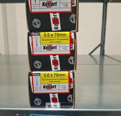 Kelfort spaanplaatschroef 5x70 PZ-2 - deeldraad 3x 100st – kavel bij Belga Veilingen, Bree