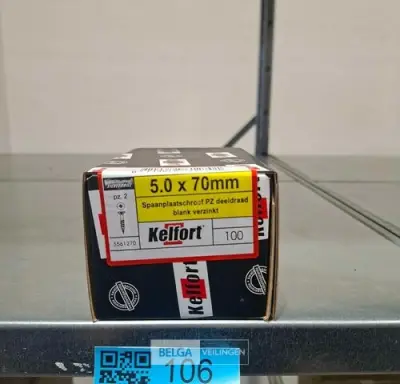 Kelfort spaanplaatschroef 5x70 PZ-2 - deeldraad 10x 100st – kavel bij Belga Veilingen, Bree