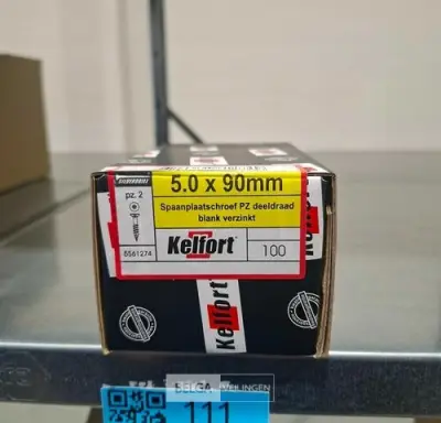 Kelfort spaanplaatschroef 5x90 PZ-2 - deeldraad 100st – kavel bij Belga Veilingen, Bree