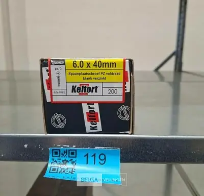 Kelfort spaanplaatschroef 6x40 PZ-2 - voldraad 10x 200st – kavel bij Belga Veilingen, Bree