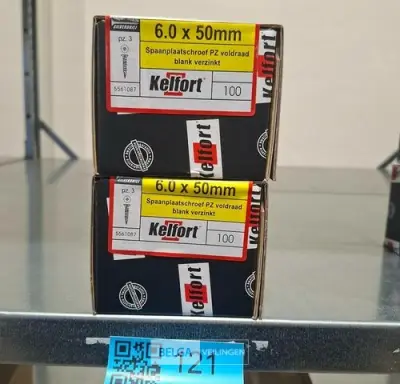 Kelfort spaanplaatschroef 6x50 PZ-2 - voldraad 2x 100st – kavel bij Belga Veilingen, Bree