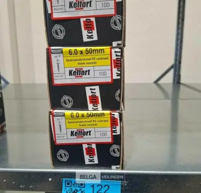 Kelfort spaanplaatschroef 6x50 PZ-2 - voldraad 3x 100st – kavel bij Belga Veilingen, Bree
