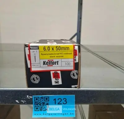 Kelfort spaanplaatschroef 6x50 PZ-2 - voldraad 10x 100st – kavel bij Belga Veilingen, Bree