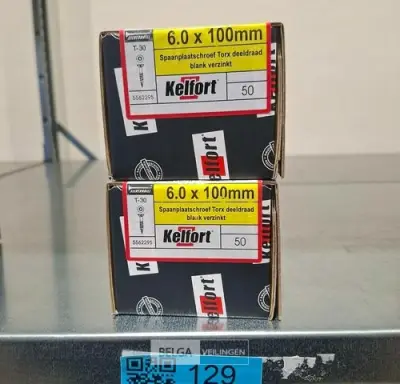 Kelfort spaanplaatschroef 6x100 torx - deeldraad 2x 50st – kavel bij Belga Veilingen, Bree