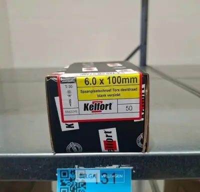 Kelfort spaanplaatschroef 6x100 torx - deeldraad 10x 50st – kavel bij Belga Veilingen, Bree
