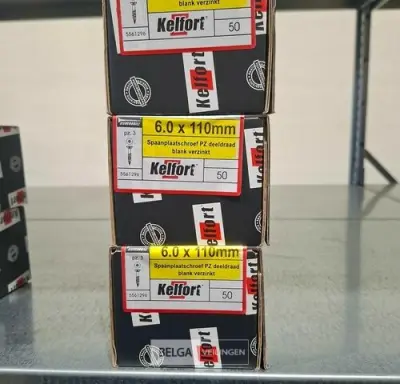 Kelfort spaanplaatschroef 6x110 PZ-3 - deeldraad 3x 50st – kavel bij Belga Veilingen, Bree