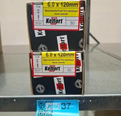 Kelfort spaanplaatschroef 6x120 torx - deeldraad 2x 50st – kavel bij Belga Veilingen, Bree
