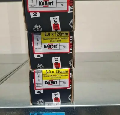 Kelfort spaanplaatschroef 6x120 torx - deeldraad 3x 50st – kavel bij Belga Veilingen, Bree