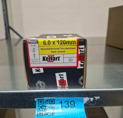 Kelfort spaanplaatschroef 6x120 torx - deeldraad 10x 50st – kavel bij Belga Veilingen, Bree