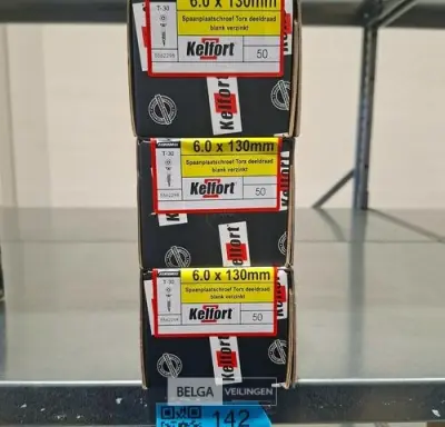 Kelfort spaanplaatschroef 6x130 torx - deeldraad 3x 50st – kavel bij Belga Veilingen, Bree