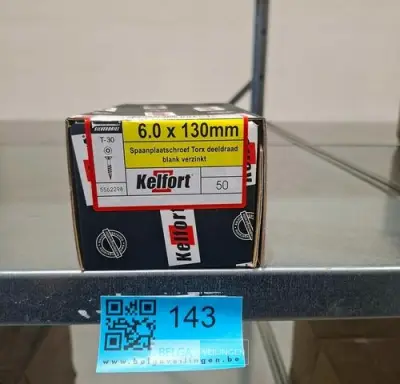 Kelfort spaanplaatschroef 6x130 torx - deeldraad 10x 50st – kavel bij Belga Veilingen, Bree