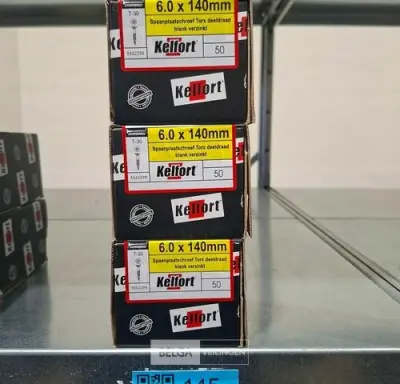 Kelfort spaanplaatschroef 6x140 torx - deeldraad 3x 50st – kavel bij Belga Veilingen, Bree