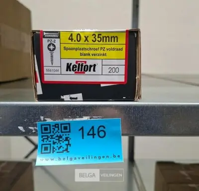 Kelfort spaanplaatschroef 4x35 PZ-2 - voldraad 10x 200st – kavel bij Belga Veilingen, Bree
