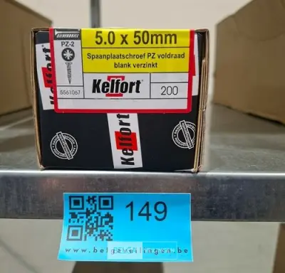 Kelfort spaanplaatschroef 5x50 PZ-2 - voldraad 10x 200st – kavel bij Belga Veilingen, Bree