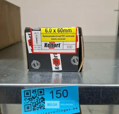 Kelfort spaanplaatschroef 6x60 PZ-3 - voldraad 10x 100st – kavel bij Belga Veilingen, Bree