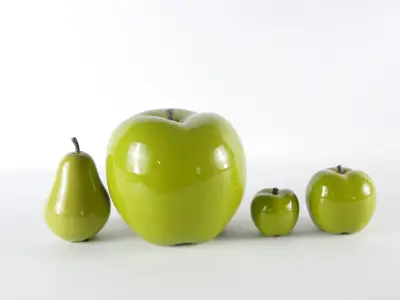 Set van 4 groene keramische decoratievruchten – kavel bij De Kringwinkel, Heverlee