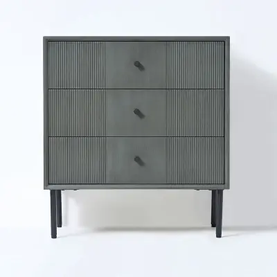 2x Ladekast met 3 laden – Bijzettafel – 61 x 33 x 66 cm – Hout - Donkergrijs VIDI, Gravur – kavel bij Onlineveilingmeester, Hoogeveen