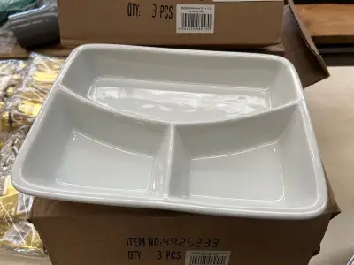 15x Porseleinen 3-vaks menuschalen 23,5 × 17,5 cm – kavel bij Onlineveilingmeester, Hoogeveen