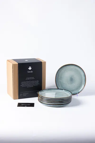 4x Ontbijtborden set van 6 stuks – Ø21 cm - saliegroen VIDI, Verde – kavel bij Onlineveilingmeester, Hoogeveen