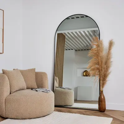 2x Design spiegel met boog zwart 200x100 cm – kavel bij Onlineveilingmeester, Hoogeveen