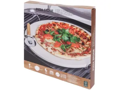 Pizzasteen rond voor BBQ / oven 33 cm met handvaten – kavel bij XL Auctions