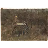 Anton Rudolf Mauve – Postuum portret van Anton Mauve (1838-1888) zittend in bosrijk landschap, gesigneerd rechtsonder, olieverf op doek, 41 x 61 cm… – kavel bij Venduhuis De Eland