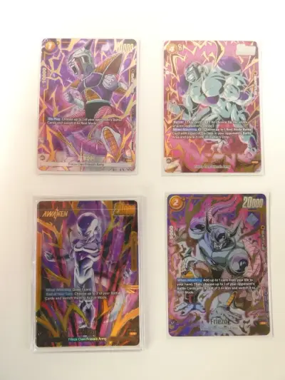 Set van 4 Dragon Ball Super verzamelkaarten Frieza – kavel bij De Kringwinkel, Heverlee
