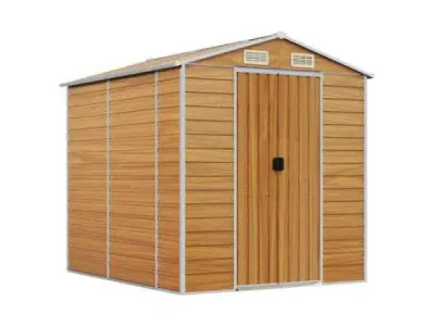 VidaXL metalen tuinschuur houtlook 215x191x198cm – kavel bij XL Auctions