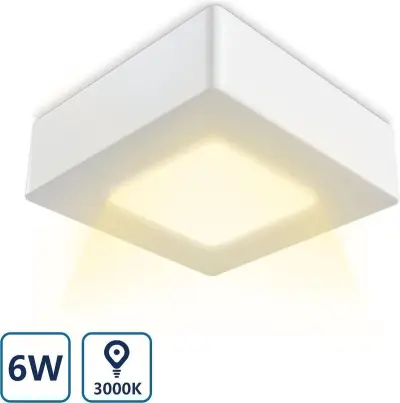 2x Led slim ceiling light 6W 420LM 3000K vierkant, Aigostar, 2147483647, wit – kavel bij Onlineveilingmeester