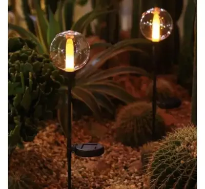 3x Solar buitenlamp bol op prikpen - Transparant, Leds Light, 2147483647, zwart – kavel bij Onlineveilingmeester