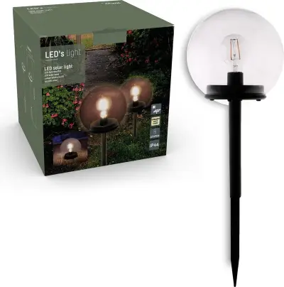 2x Solar LED Gloeilamp prikspot met sensor - Vintage & Klassiek, Leds Light, 2147483647, zwart – kavel bij Onlineveilingmeester