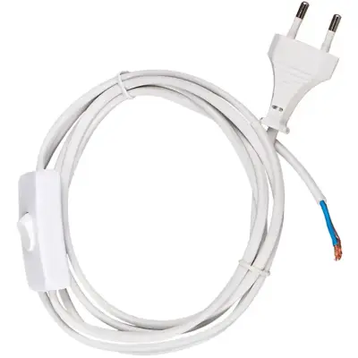 5x Snoer met Stekker en Schakelaar - 2 Meter - H03VVH2-F, Ultralux, 2147483647, wit – kavel bij Onlineveilingmeester
