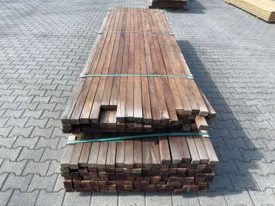 Ca. 204x Hardhouten Onderliggers Geschaafd, 42x57mm, lengte 79/305cm, 125/335cm – kavel bij Onlineveilingmeester